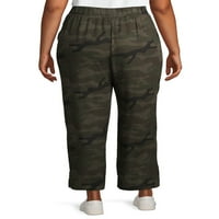 Terra & Sky Women's Plus Size široke noge lane Camo Crop hlače