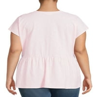 Terra & Sky Women's Plus Size Peplum majica s kratkim rukavima