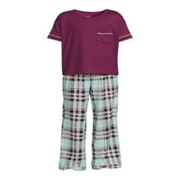 Pidžama Set za djevojčice u donjem rublju s kratkim rukavima i dugim hlačama s maskom za oči, 3 komada, veličine