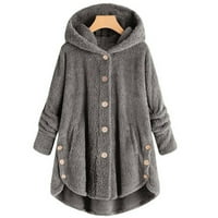 Zimski zazor kaputa Žene plus gumb plišani vrhovi s kapuljačom labava kardigan vuna topli kaput zimska jakna