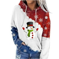 Ženska majica s kapuljačom s božićnim printom dugih rukava ležerna jesenska i zimska ležerna odjeća
