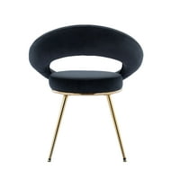 COSOTOWER Black Velvet Modern Accent razgovora sa lounge stolica sa zlatnim pozlaćenim nogama, jedinstveni izgled,