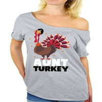 Neugodni stilovi majica Dana zahvalnosti tetka Turska s vrha ramena za žene