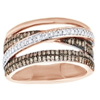 Šampanjci i bijeli prirodni dijamantski prsten u 10k ružičastom zlatu