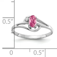 Prsten od bijelog zlata od 5 karata s ovalnim ružičastim turmalinom i dijamantom