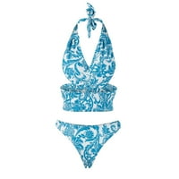 Ženski kupaći kostim s jednostavnim printom, dvodijelni Bikini Bikini s križnim izrezom, ženski bikini kupaći