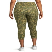 Terra & Sky Women's Plus Size Tiskane gamaše Capri, 2-pack