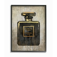 Stupell Industries modni dizajner parfem Crno zlato teksturirana akvarelna zidna umjetnost Amanda Greenwood