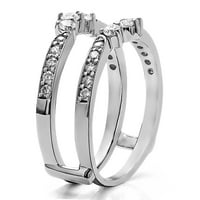 Dvobirch kruna nadahnuta Half Halo Wedding Wedding Stražom pojačala u srebrom s crno -bijelim dijamantima