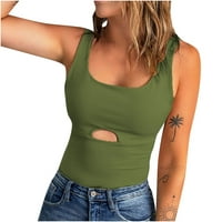 Ženska majica bez rukava s okruglim vratom Henlee ljetne majice bez rukava s labavim krojem Nabrane tekuće tunike