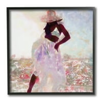 Modni stil Alonzo Saunders Ženski ples na cvjetnom polju uokvirena umjetnička grafika