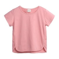 ;/ Majice za malu djecu za dječake i djevojčice, jednobojne majice s okruglim vratom i kratkim rukavima nepravilnog