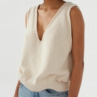 Džemperi u obliku džempera, ženski pleteni džemper u obliku vrata, prsluk, jednobojni karirani pleteni prsluk
