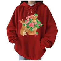 Majica sa zečjim cvijetom za žene, ležerni pulover s okruglim vratom, prevelike majice s kapuljačom, majice s