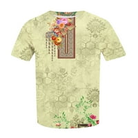 Bluze za slobodno vrijeme s okruglim vratom s cvjetnim ljetnim vrhovima kratkih rukava za žene u zelenoj boji;