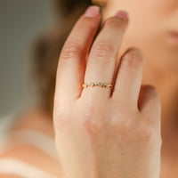 Vječni bend prsten, elegantni 14K čvrsto žuto zlato prsten, rođendanski poklon za nju, zaručnički prsten