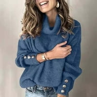 Jesenske veste za žene modne novosti dugih rukava Ženska dolčevita pleteni džemper džemper dugih rukava pametni