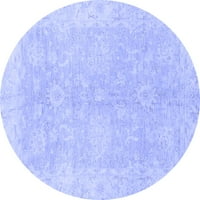 Tradicionalni tepisi tvrtke A. M. A. koji se mogu prati u perilici, okrugli u orijentalnom stilu u plavoj boji,