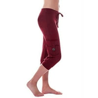 Ženske joga hlače A-liste Capri Plus Size tajice za vježbanje elastični struk džep na kopčanje skraćene sportske