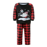 Obiteljska božićna pidžama Set Djeda Mraza s kariranim hlačama dugih rukava Tops Ekiva za spavaće odjeće noćne