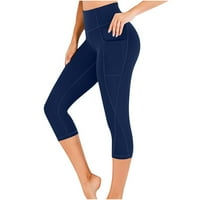 Tajice Plus Size ljetne rastezljive joga hlače fitness trčanje teretana sportski džepovi aktivni Capri za žene
