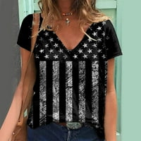 gyujnb ženske vrhove četvrti srpanj košulje za žene američke zastave majice grafičke majice za žene v vrat kratki