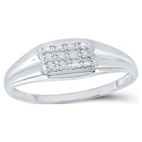 Dijamantna princeza sterling srebrna muška okrugla dijamantni kvadratni prsten na klasteru cttw