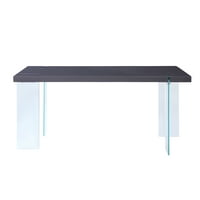 Blagovaonski stol od sivog sjajnog i prozirnog stakla