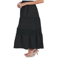 Ženska haljina s dugom suknjom u točkicama s vratom čamca, duge suknje s elastičnim strukom
