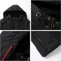 Synoidni muški park- zima uboda casual debeli fit bočni džepovi šava topli patentni patentni pamučni jakna crna