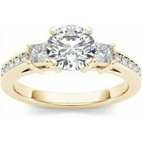 1- Karat T.W. Dijamantni zaručnički prsten s tri kamena u 14kt žutom zlatu