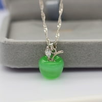 ULOVEIDO ŠABLENA 3D Ogrlica za privjes u obliku jabuke, svijetlo zelena kubična cirkonija nakita za žene ideje