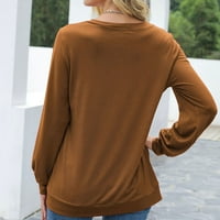 Majice za žene labave tunike s dugim rukavima okrugli vrat Slim Fit majice bluze majice majice gornja bluza