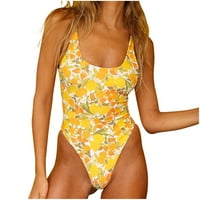 Skromni kupaći kostimi za žene dame kupaće haljine bez naramenica retro žuta m