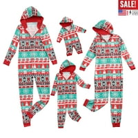 Obiteljska Božićna pidžama s kapuljačom s patentnim zatvaračem, pamučna pidžama s printom, pidžama za djecu i