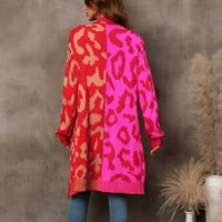 Žene zimske jeseni i zimske leopardove šavove pleteni kardigan pulover jakne srednje dužine jakne