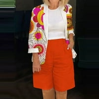 Ženska jesenska odjeća ženski pulover s ovratnikom s dugim rukavima s printom majica gornji dio hlače Set hlača