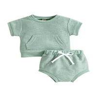 Dvodijelni Kompleti odjeće za djevojčice: Majica kratkih rukava s okruglim vratom + trokutaste kratke hlače