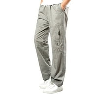 Eguiwyn muške trenerke Čvrsta boja sve podudaranje dugi teret s džepovima Teretne hlače za muškarce sive 3xl
