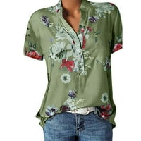 Ženski ljetni vrhovi TENK TOP za žene za čišćenje prodaje casual labave cvjetne bluze s kratkim rukavima za žene,