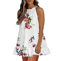 Ljetne haljine za žene ležerna elegantna majica bez rukava s cvjetnim printom haljina s volanima