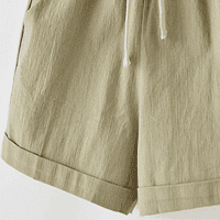 Rush Women's Casual Elastic struk udobne pamučne plaže kratke hlače s izvlačenjem --- Khaki S2248