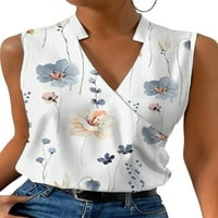 Ženska elegantna majica bez rukava Bez rukava s izrezom i cvjetnim printom u obliku slova U u obliku slova U u