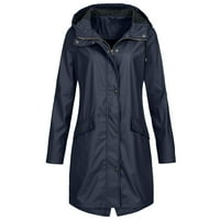 Dtydtpe jakne za žene kapute za žene, ženska čvrsta boja kišna jakna vanjska kapuljača Vodootporna zimska kaputa