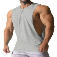 2 inča/ Muške majice za mišiće majice bez rukava s okruglim vratom ljetna meka jednobojna majica za trčanje svijetlosiva