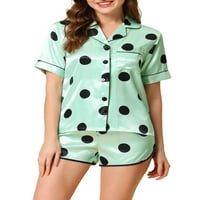 Jedinstvene ponude ženskog satenskog salona s kratkim hlačama polka točkica pidžama setovi za spavanje