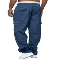 Muška ravna hlača, srednji struk, labavi bočni džepovi, Ležerne večernje sportske jesenske hlače