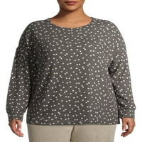 Time i TRU ženske plus veličine super mekana dukserica s puloverom na ramenu