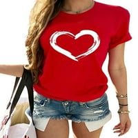 Ženski kratki rukavi vrhovi posada vrat majice Ljetne bluze ljubavi srce tisak osnovne majice