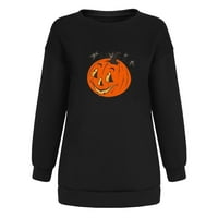Halloween Women Twimshirt Twimshirt Smiješno lice bundeve grafički pulover Crewneck dugi rukav jeseni košulje